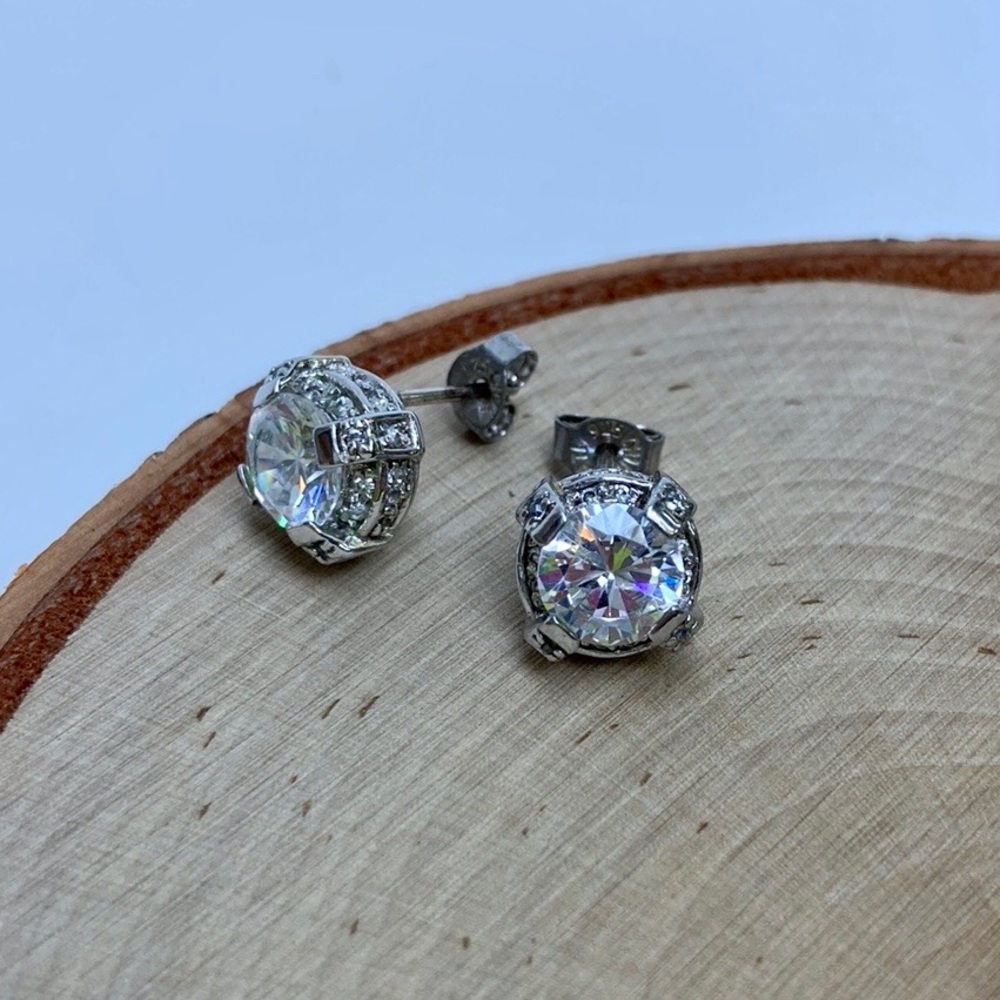 Vintage style sterling silver and cz studs